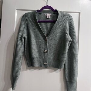 Sincerely Jules Sage Green Ribbed Button-Up Cardigan